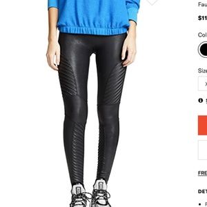 Spanx black faux leather moto leggings S